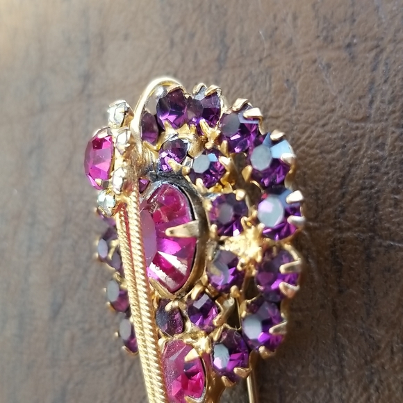 Vintage Rare Fantastic Juliana D&E Pink, Purple, AB Rhinestone Banjo Pin Brooch - Picture 13 of 14